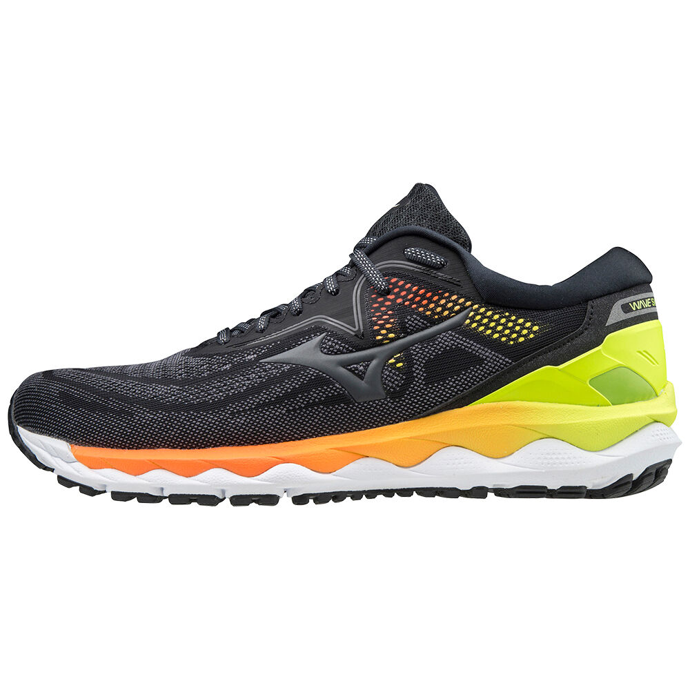 Mens Mizuno Wave Sky 4 Running Shoes Grey/Yellow Philippines (PHFLRZ417)